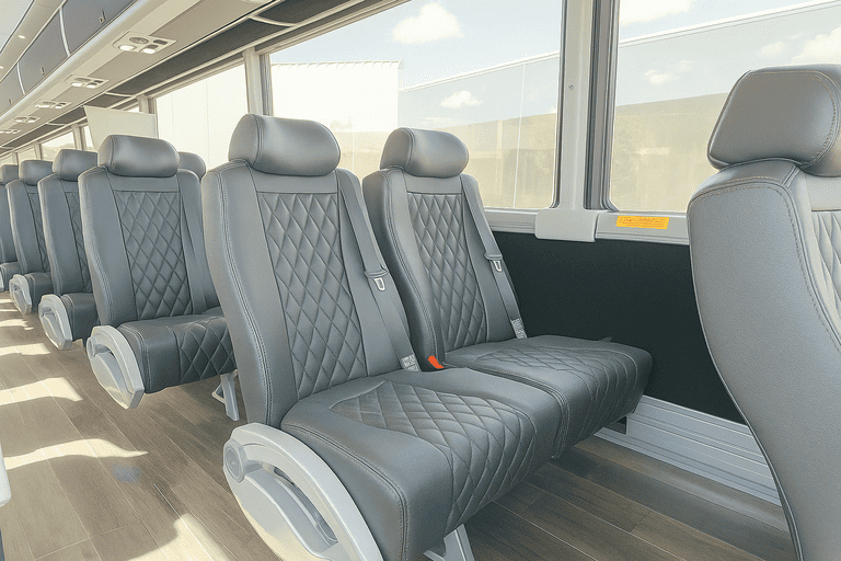 interior of Deerfield Beach Shuttle Bus Company charter bus